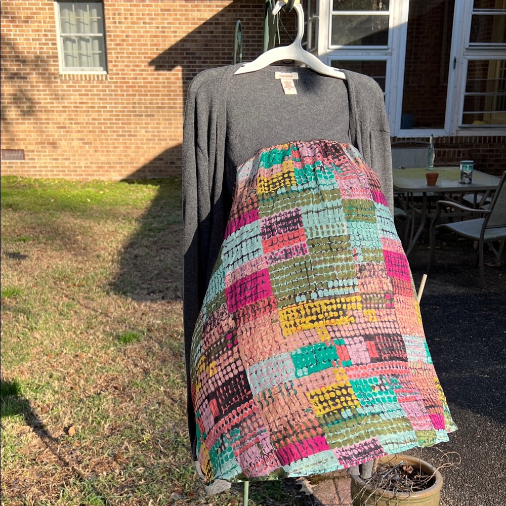 Sundance Multicolor Patchwork Cardigan Cardiganwith Charcoal Overlay